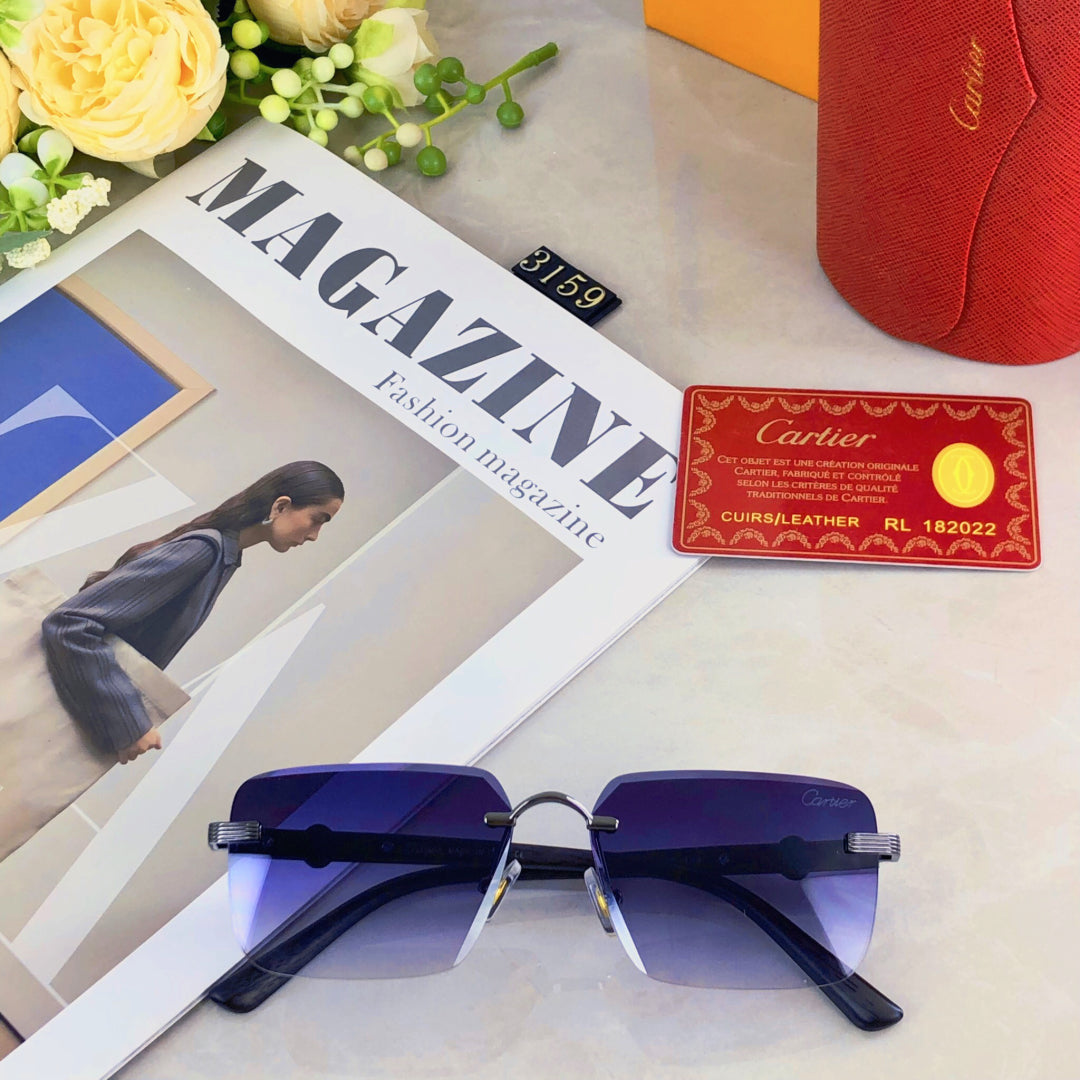 Première Rimless Rectangular Frame Sunglasses 575701 In Metal