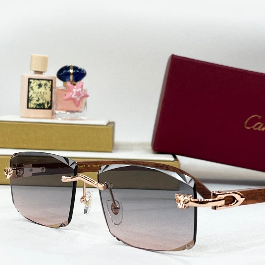 C De Rimless Rectangular Frame Sunglasses Ct0612S In Metal