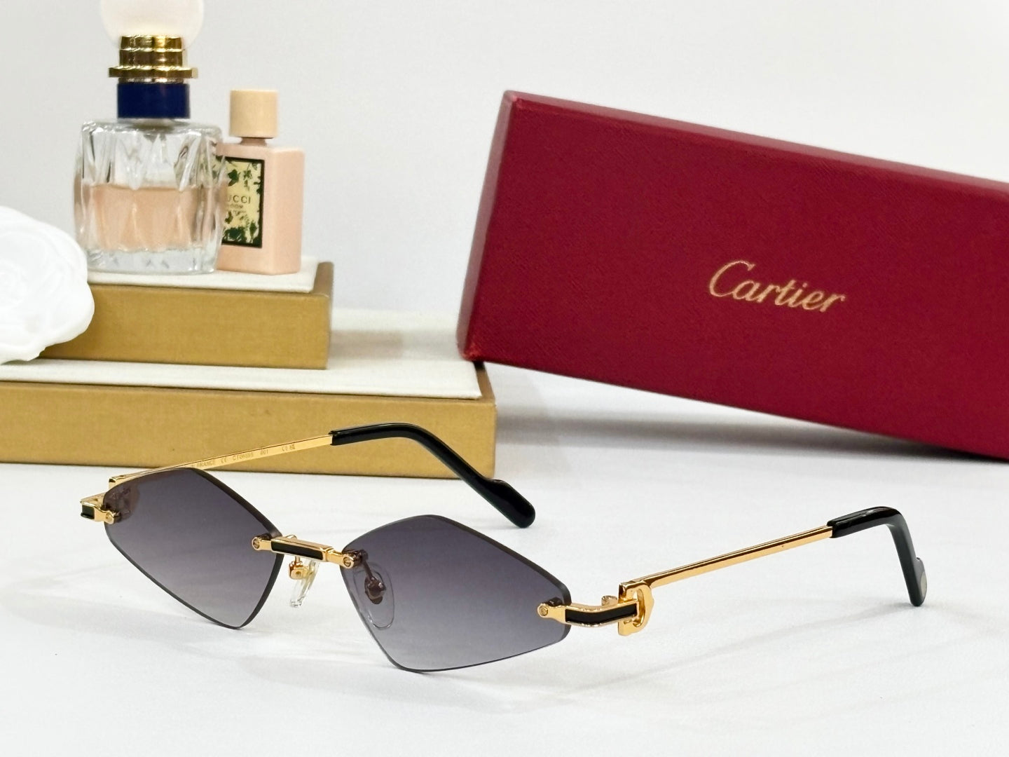 C De Rimless Angular Frame Sunglasses Ct0695 In Metal