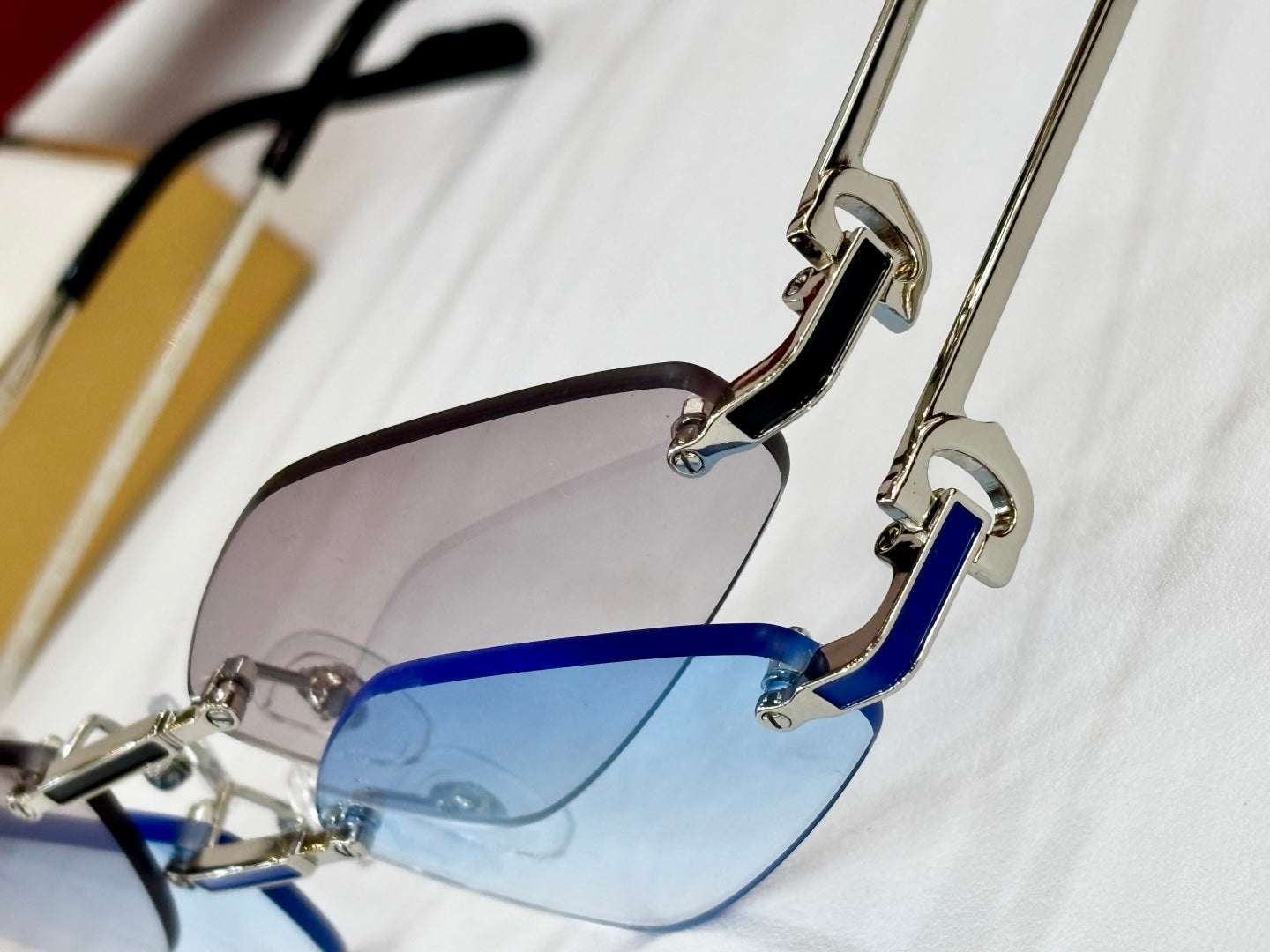 C De Rimless Angular Frame Sunglasses Ct0695 In Metal