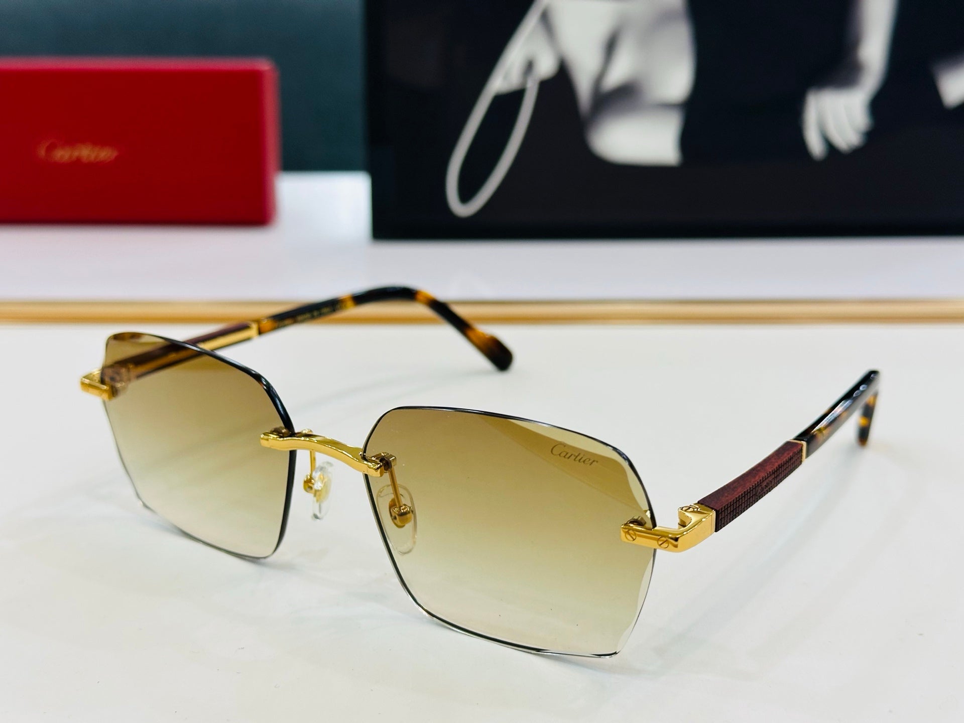 Signature C De Rectangular Frame Sunglasses Ct0483S In Metal And Wooden