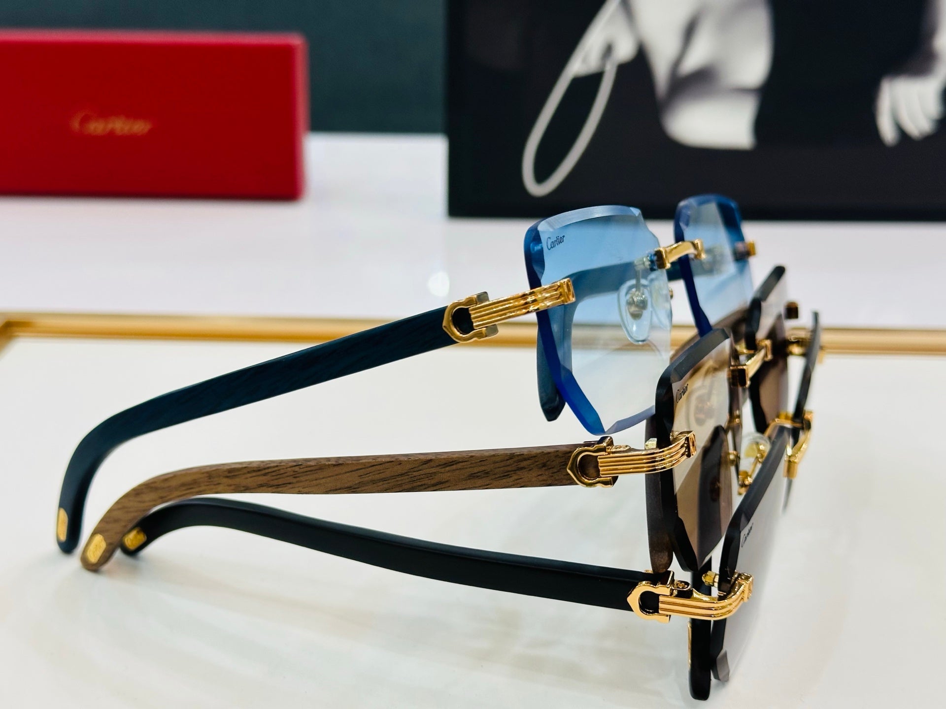 Première Rectangular Frame Sunglasses Ct0620S In Metal And Wooden