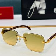 C De Rimless Rectangular Frame Sunglasses Ct0607S In Metal And Wooden