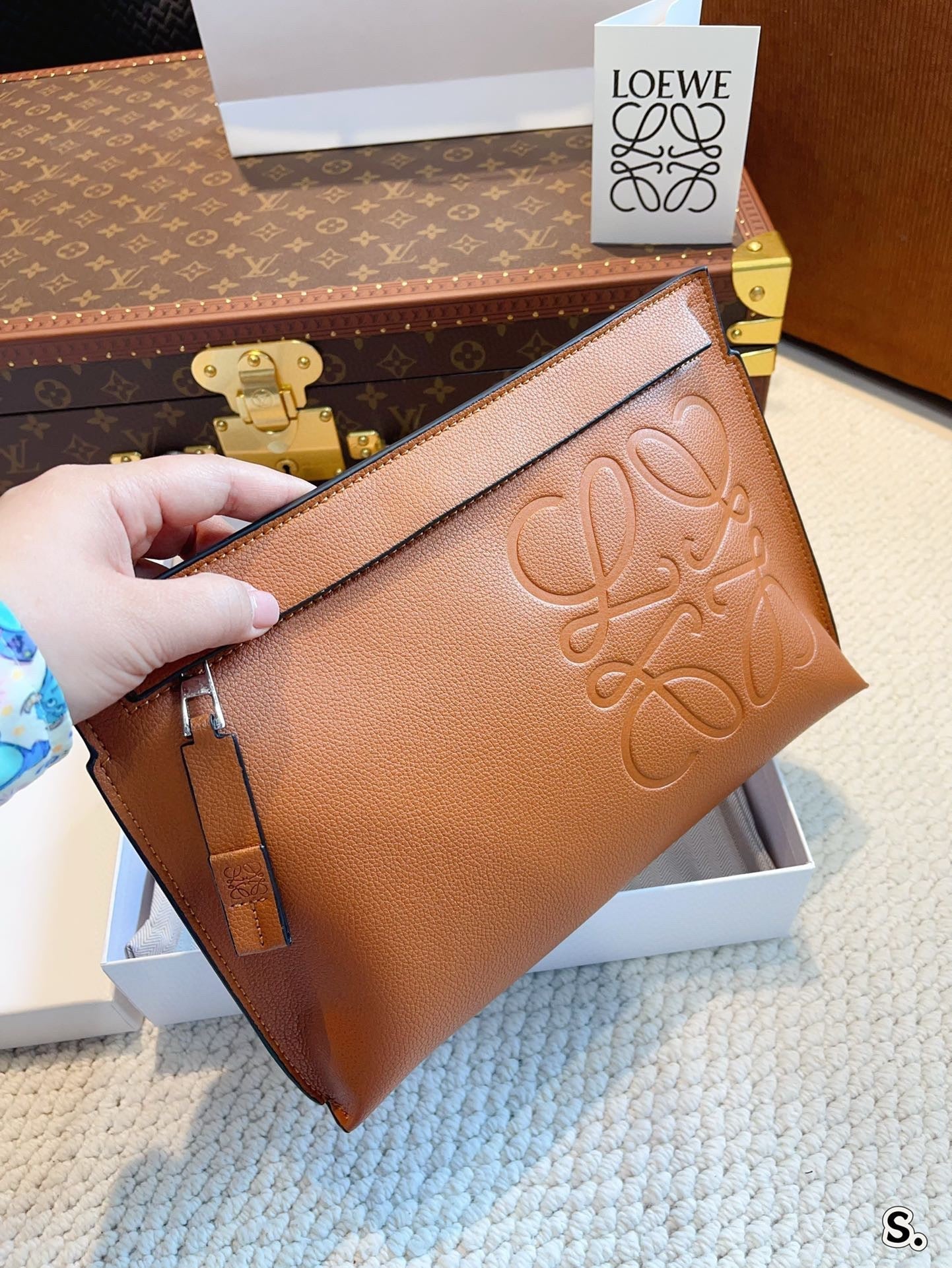 Loew Puzzle Fold Tote Iblack Shiny Calfskin