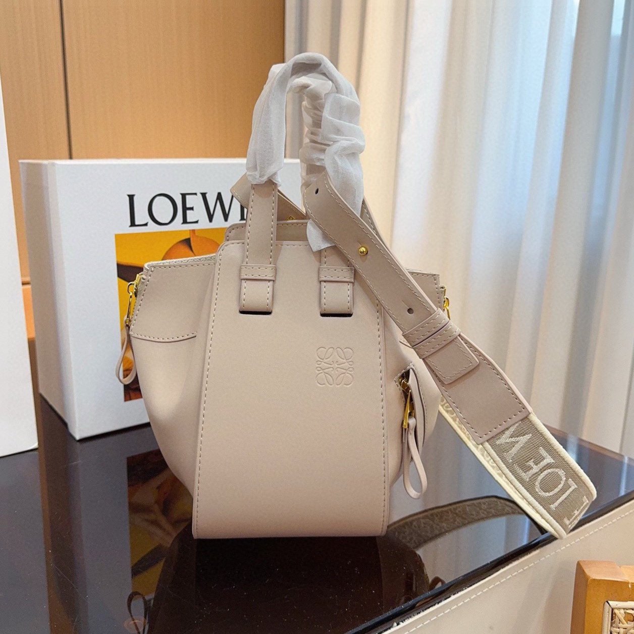 Loew Puzzle Fold Tote Iblack Shiny Calfskin