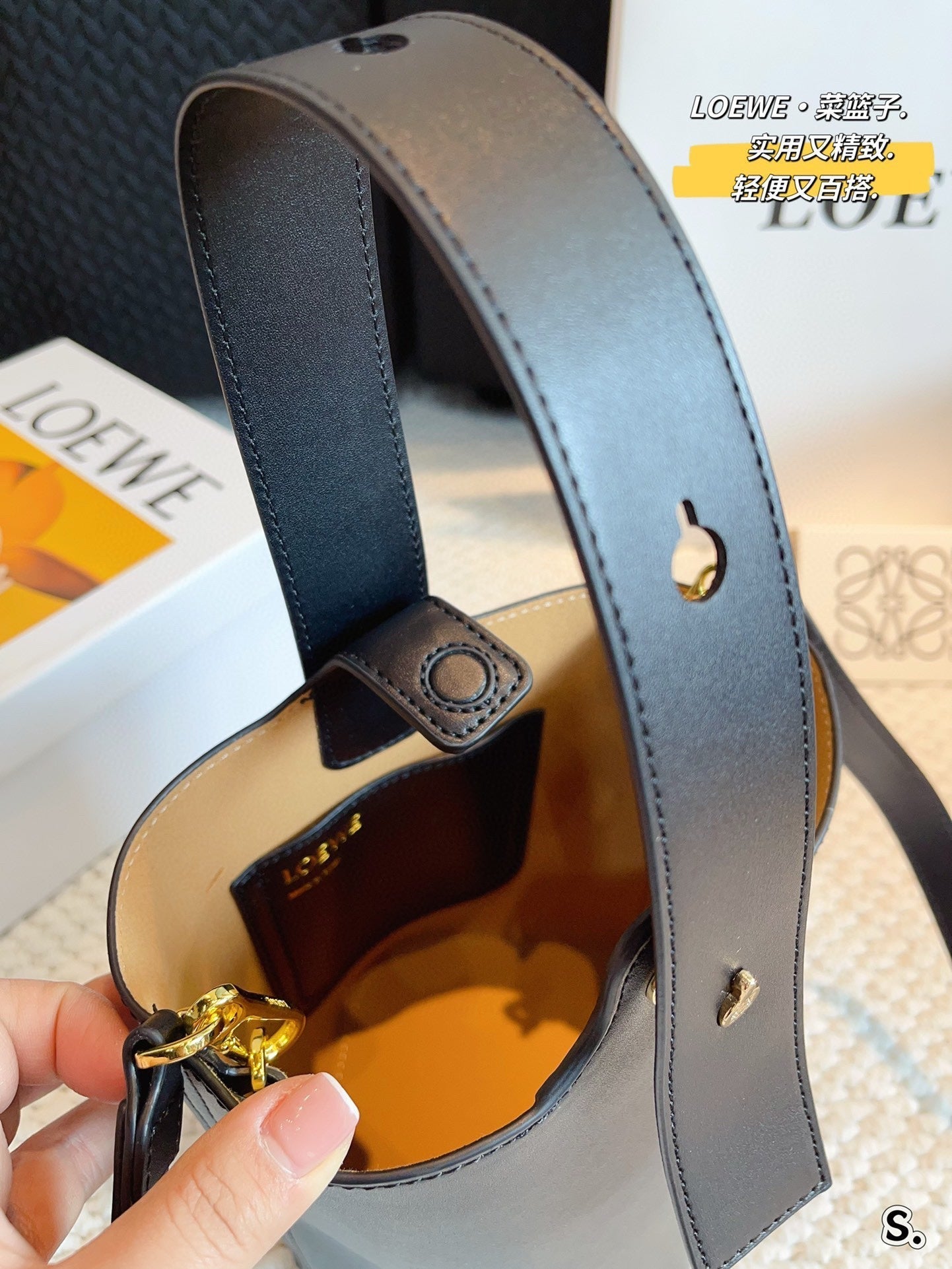 Loew Puzzle Fold Tote Iblack Shiny Calfskin