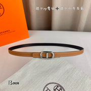 Hm Maillon H Belt Buckle & Reversible Cider Orange Leather Strap 13 Mm Silver Hardware