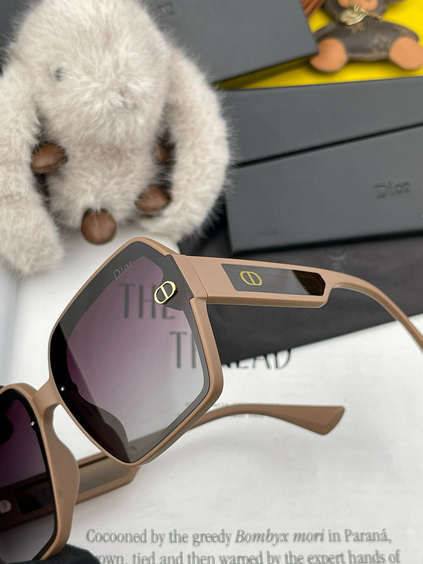 Montaigne Square Sunglass D1292 In Light Brown Acetate