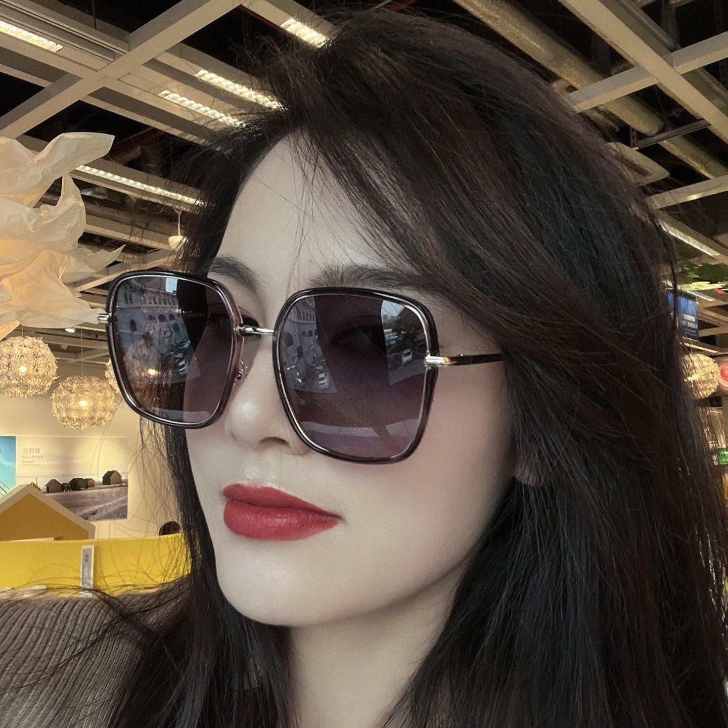 SQUARE FRAME SUNGLASSES G3142 IN ACETATE AND METAL