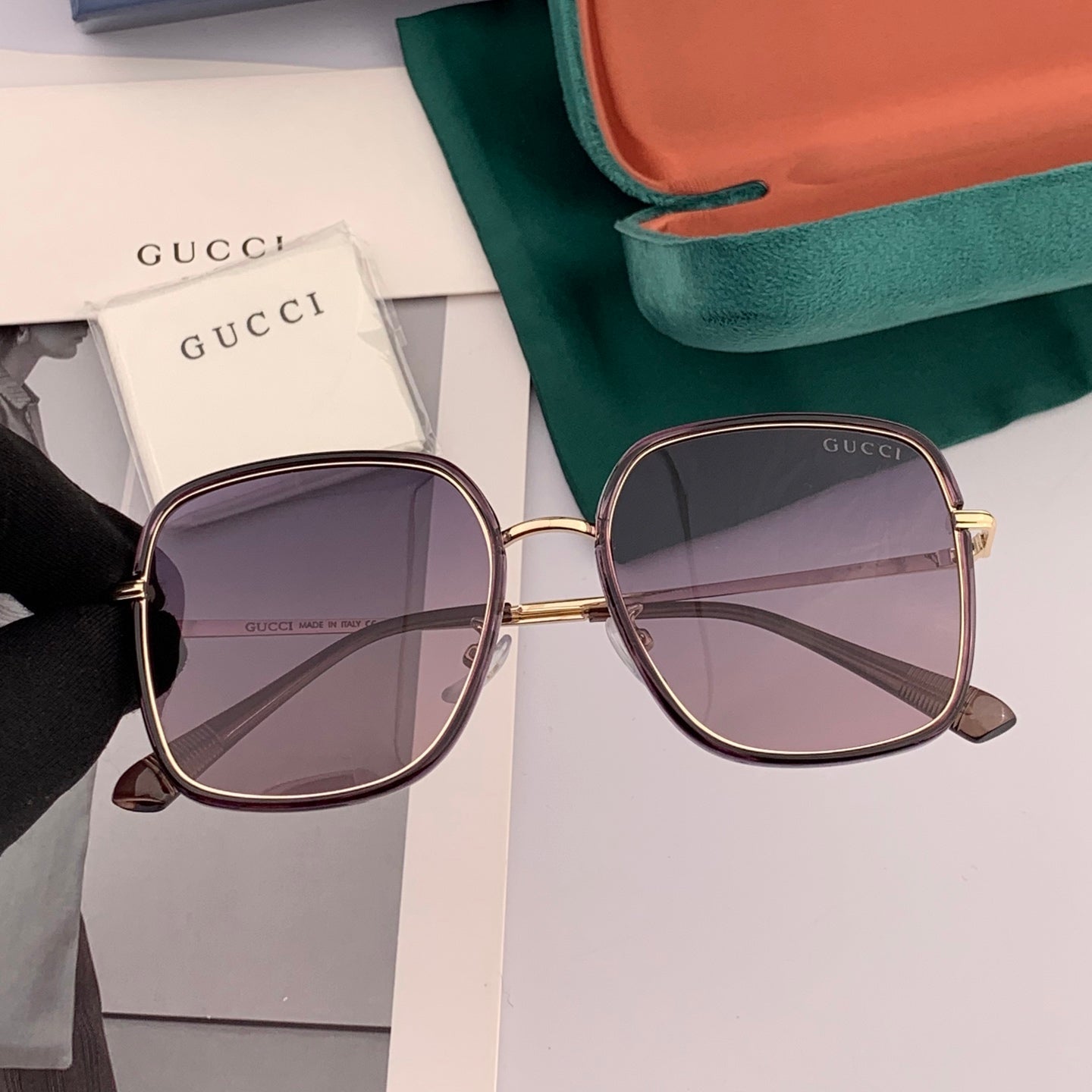 SQUARE FRAME SUNGLASSES G3142 IN ACETATE AND METAL