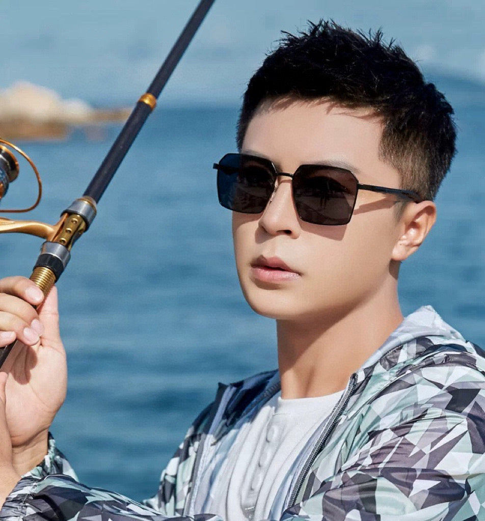 LOW NOSEBRIDGE FIT RECTANGULAR SUNGLASSES G0203 IN METAL