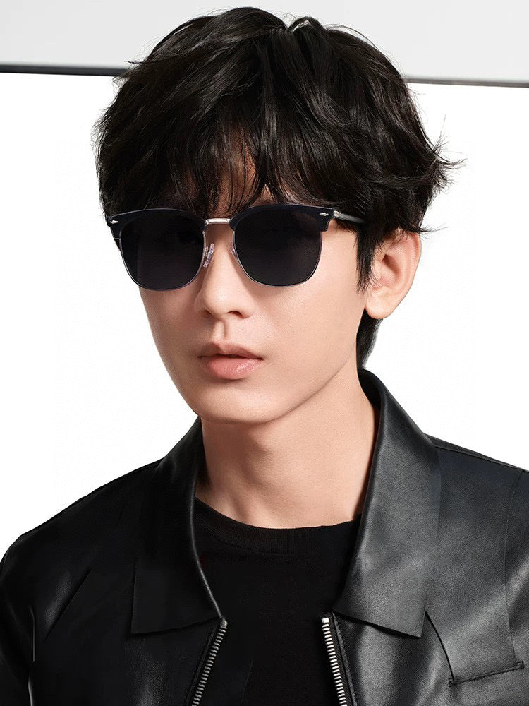 SQUARE METAL AND ACETATE SUNGLASSES G5637