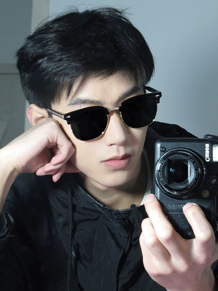 SQUARE METAL AND ACETATE SUNGLASSES G5637