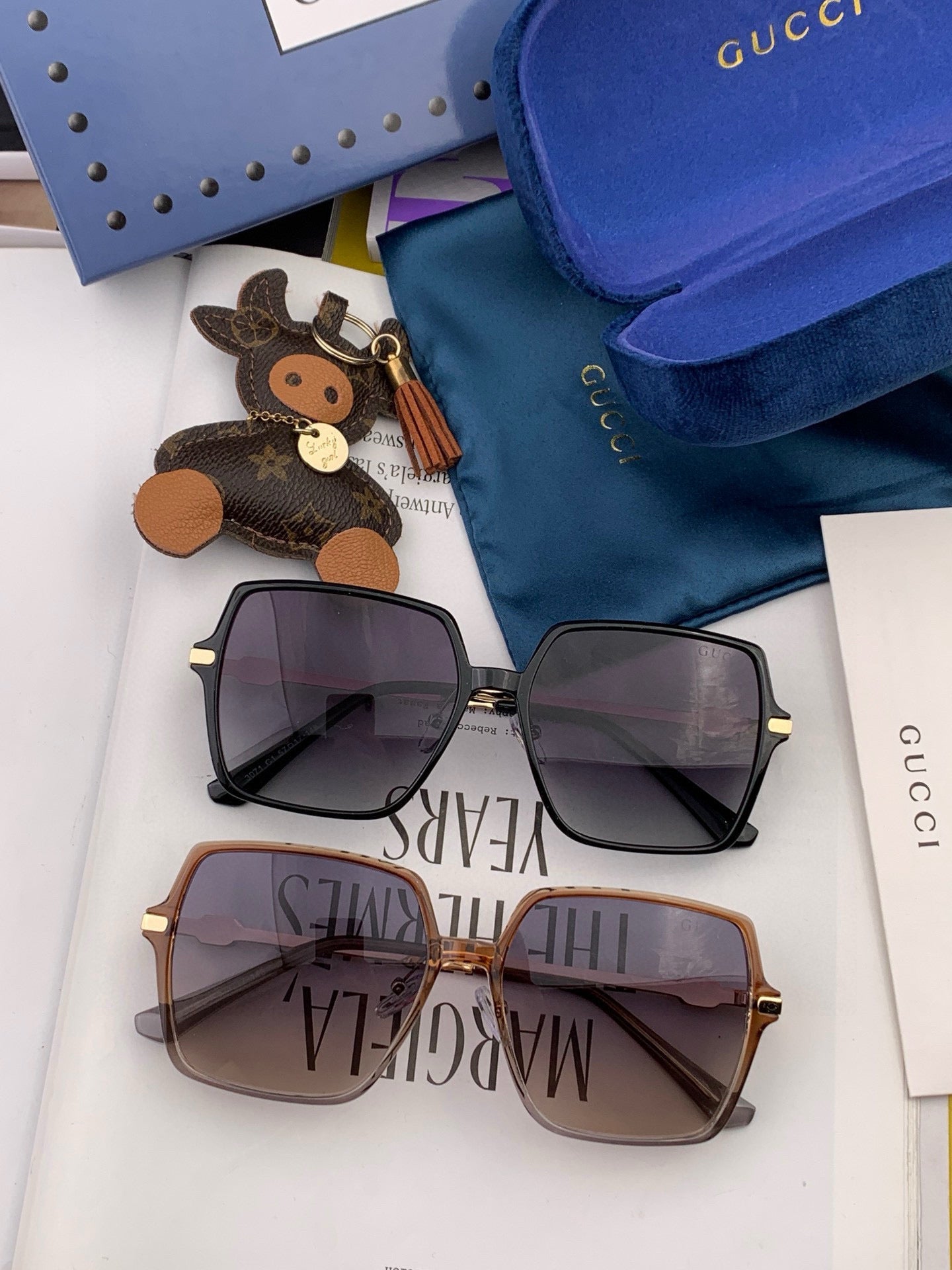 OVERSIZED SQUARE FRAME SUNGLASSES G1307 IN ACETATE AND METAL