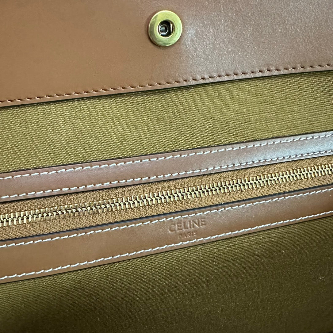 MEDIUM CABAS TRIOMPHE CANVAS 31.5 TAN CALFSKIN