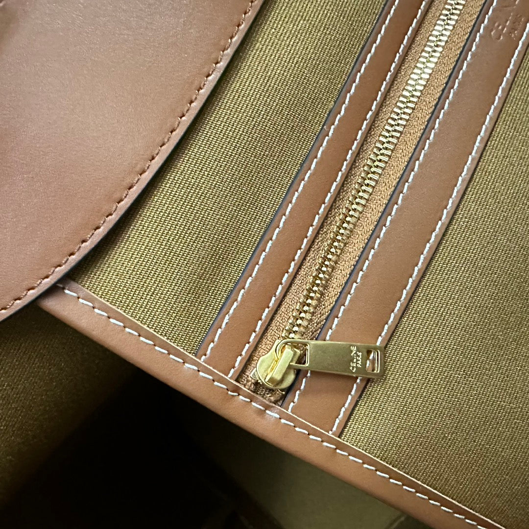 MEDIUM CABAS TRIOMPHE CANVAS 31.5 TAN CALFSKIN