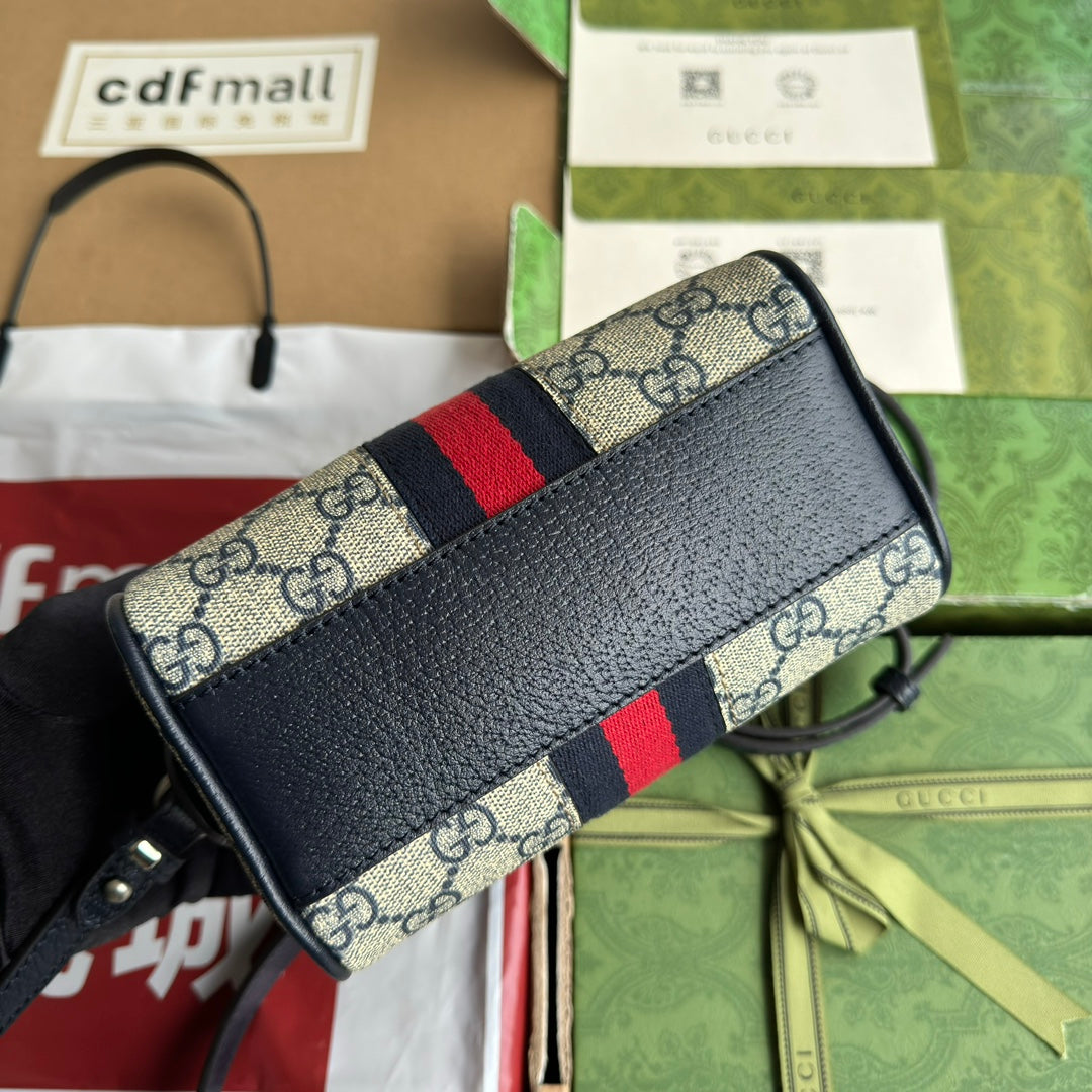 Gucci Ophidia 16.5 Bag Black Ebony Canvas Leather 240092