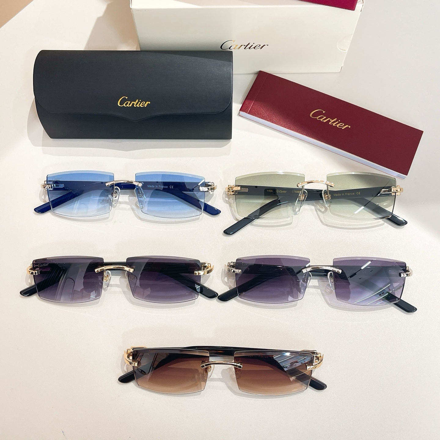 C De Rimless Rectangular Frame Sunglasses  571828 In Metal