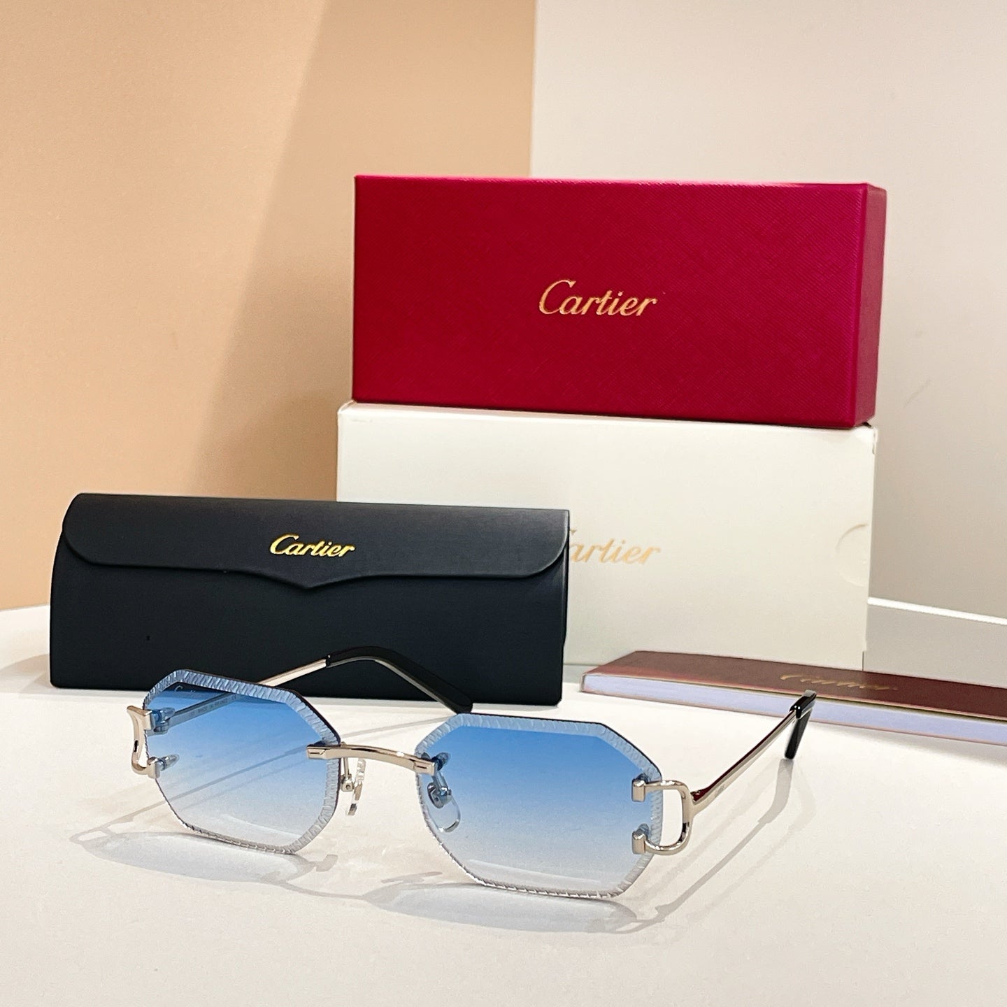 C De Rimless Geometric Frame Sunglasses Ct0092O In Metal