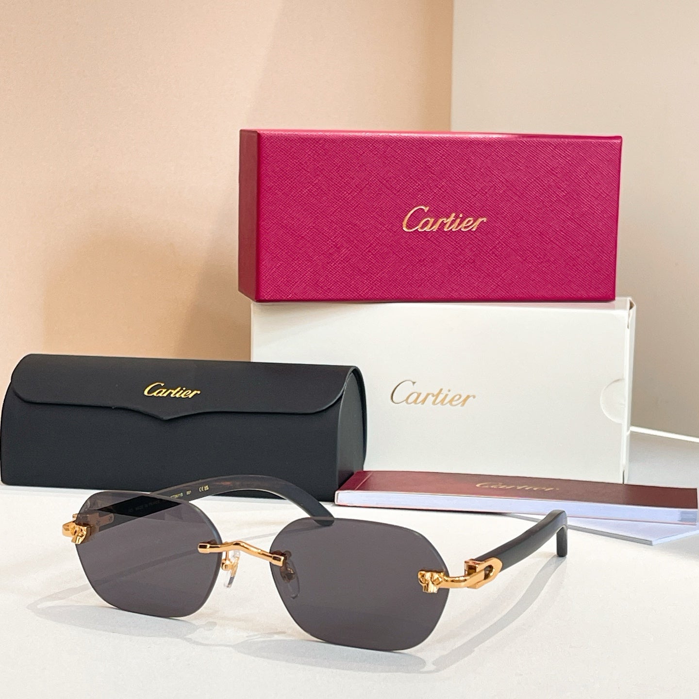 C De Rimless Geometric Frame Sunglasses 579510 In Metal And Wooden