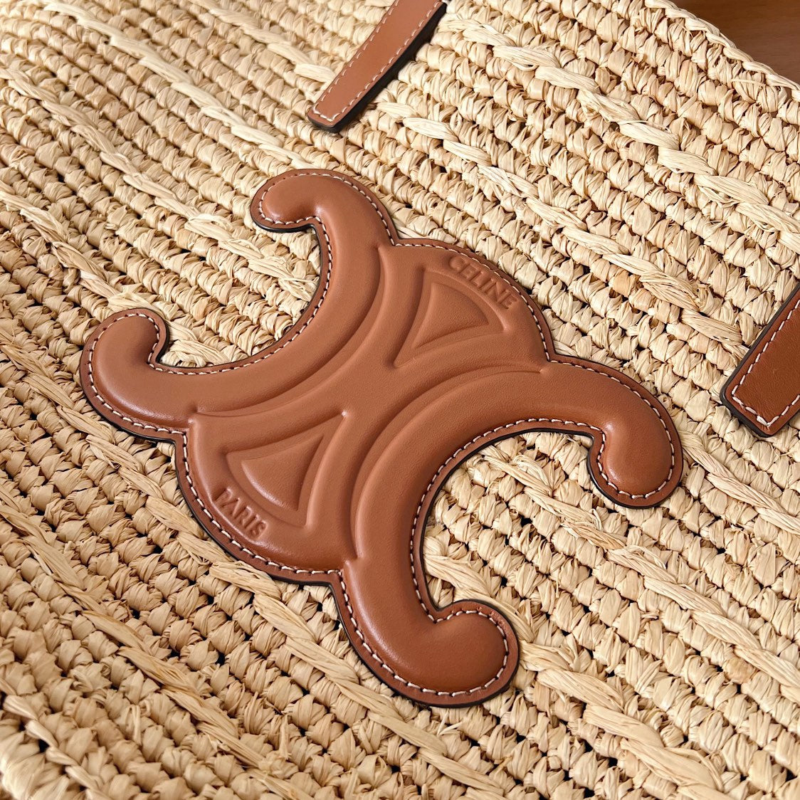Celine Teen Supple Classic Panier 22cm Brown Calfskin Beige Raffia
