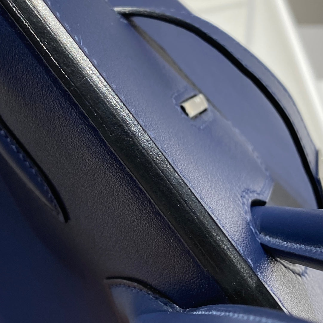 HM Shoulder Birkin 29cm Deep Blue Swift Leather Silver Hardware