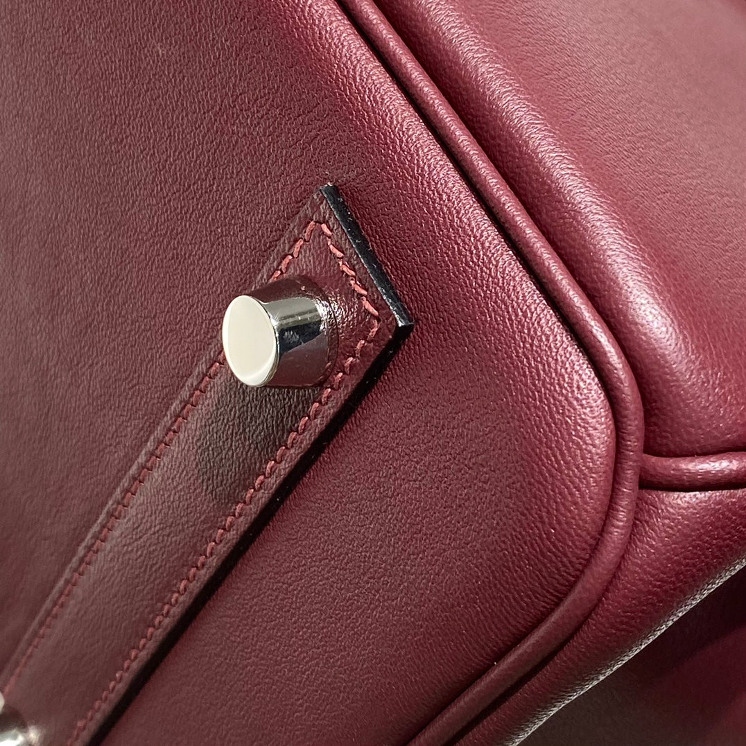 HM Shoulder Birkin 29cm Burgundy Swift Leather Silver Hardware