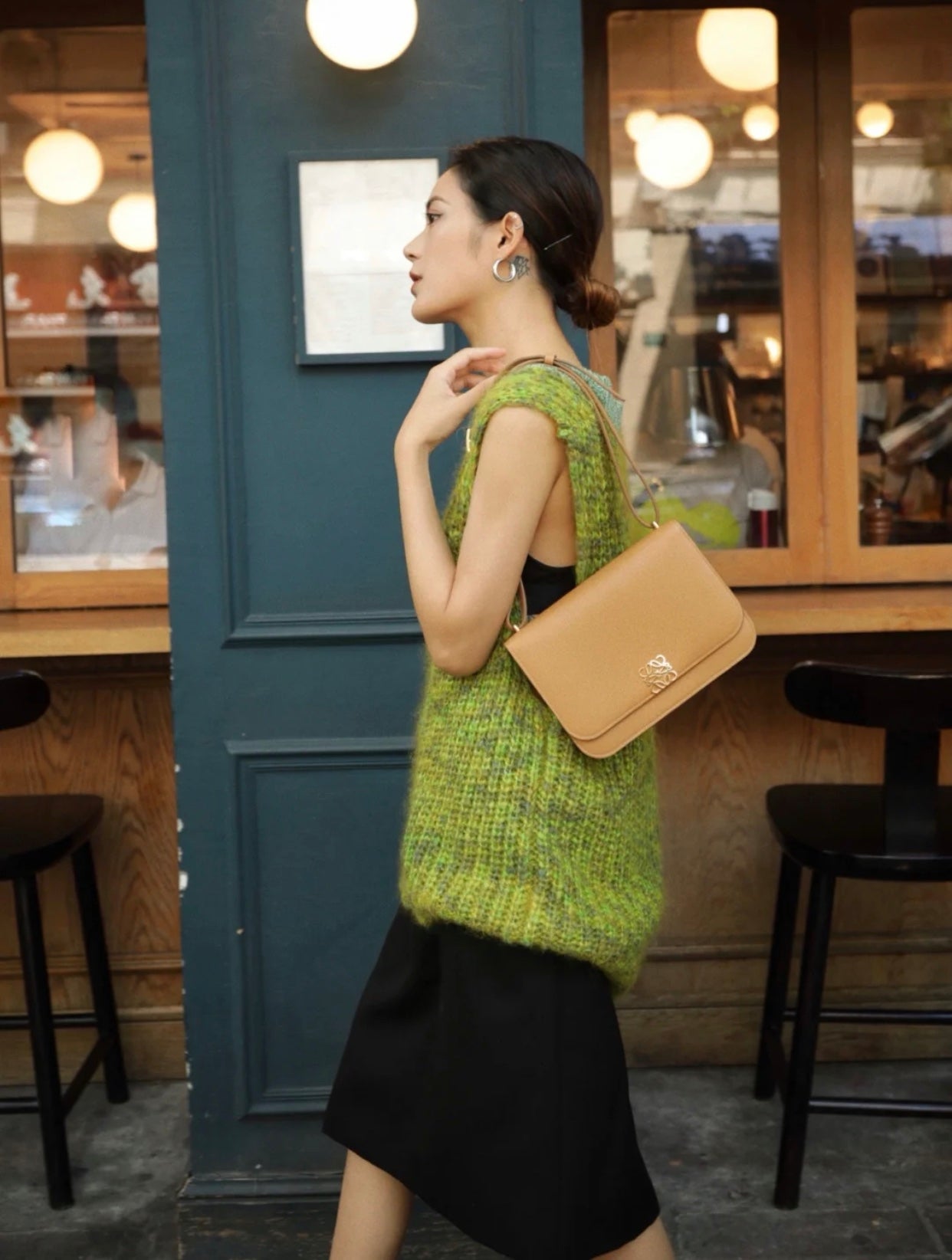 Loew Puzzle Fold Tote Iblack Shiny Calfskin