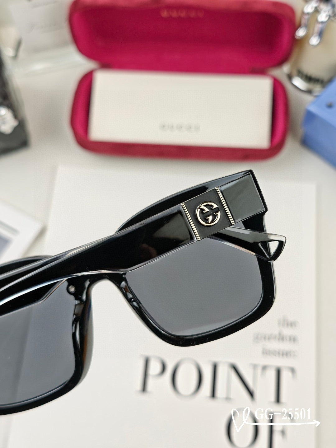 EMBOSSED LOGO SQUARE FRAME SUNGLASSES 25501 IN ACETATE