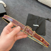 Belt 20Mm In Wine Red Calfskin With Interwoven Chain Buckle Zipper In Trim Gold Hardware