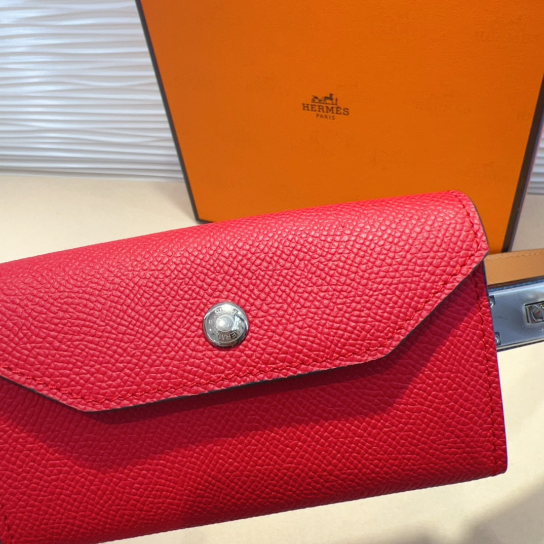 Hm Kelly Cherry Red Pocket 18Mm Belt Navy Blue Leather Gold Hardware