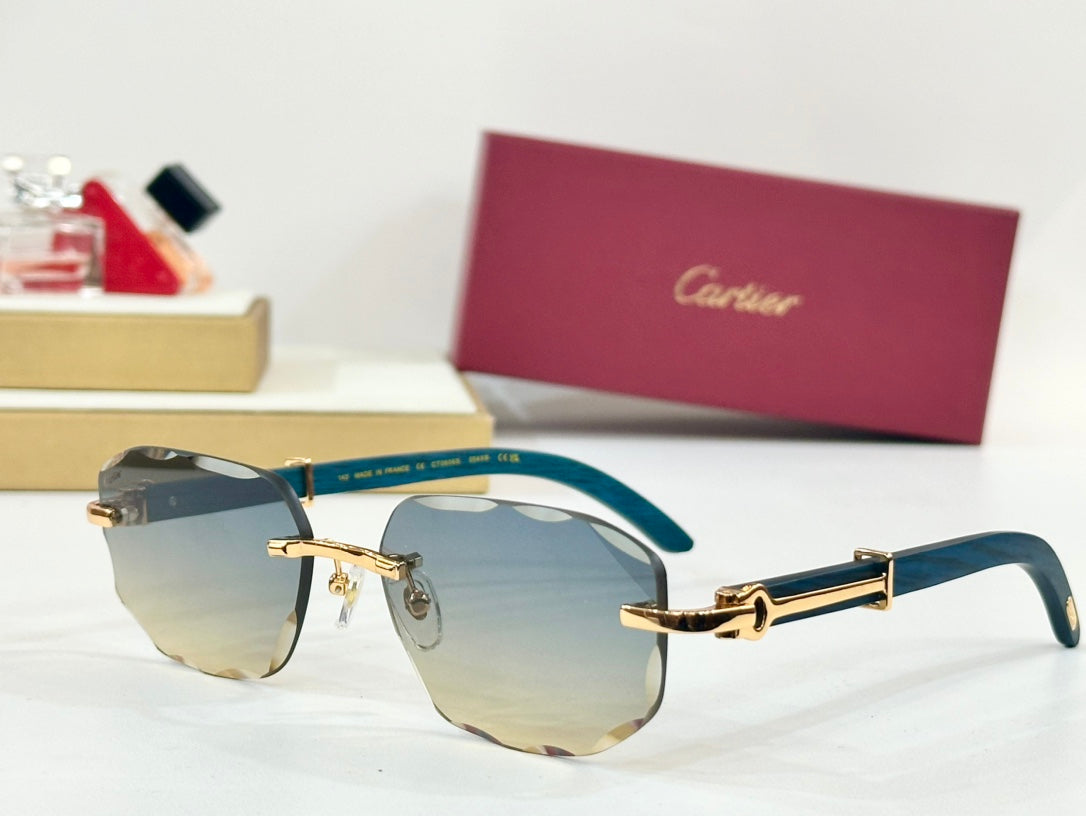 C De Geometric Frame Sunglasses Ct0606S In Metal And Wooden