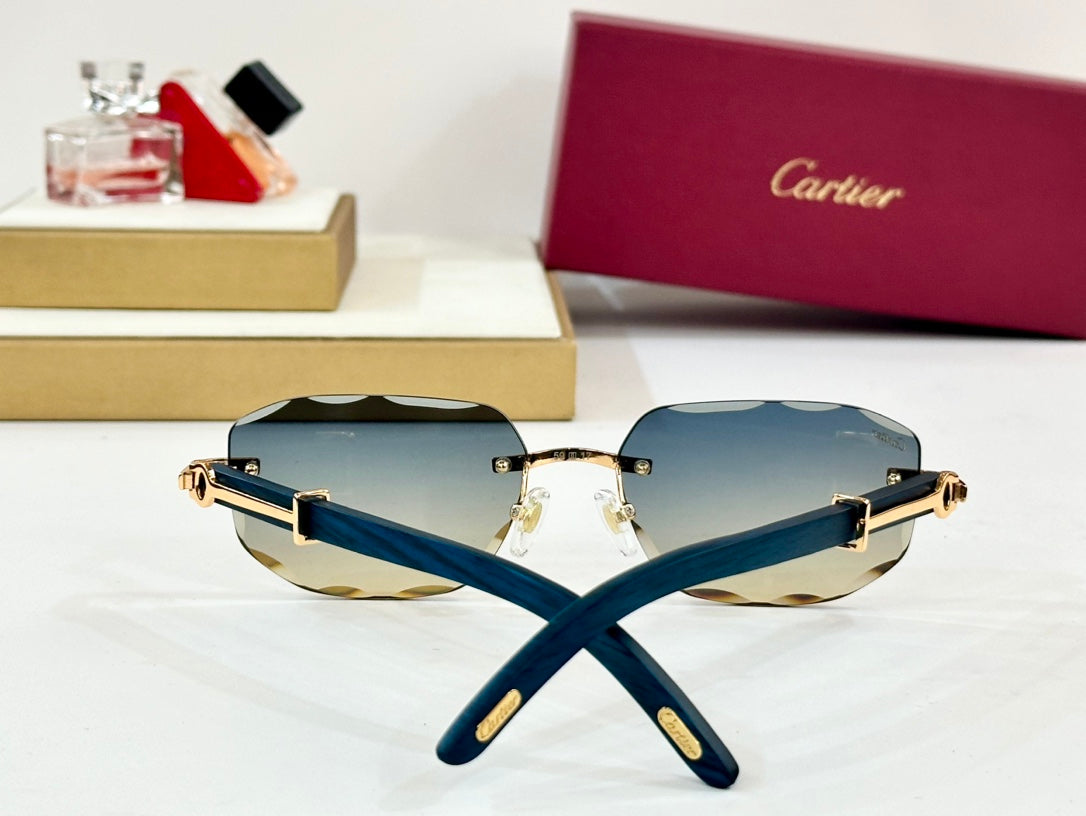 C De Geometric Frame Sunglasses Ct0606S In Metal And Wooden