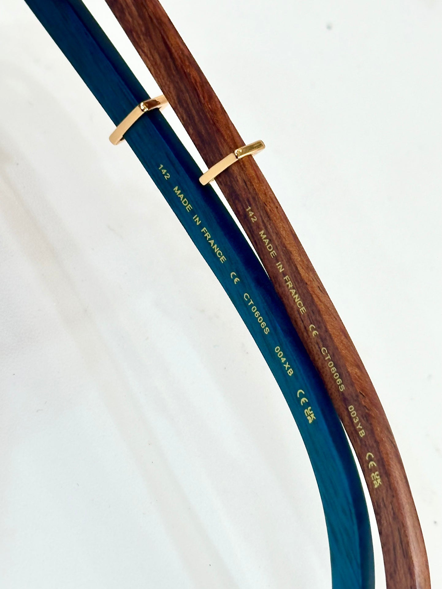 C De Geometric Frame Sunglasses Ct0606S In Metal And Wooden