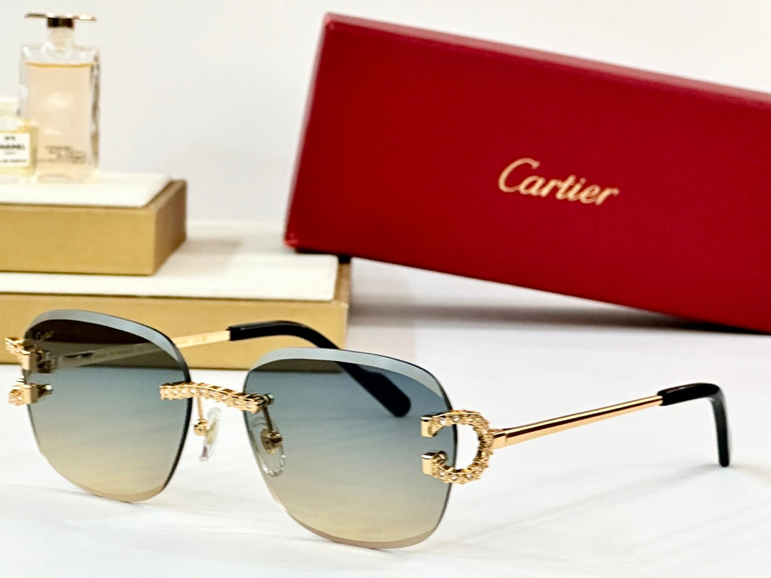 Crystal Studded Rimless Square Frame Sunglasses Ct0604S In Metal