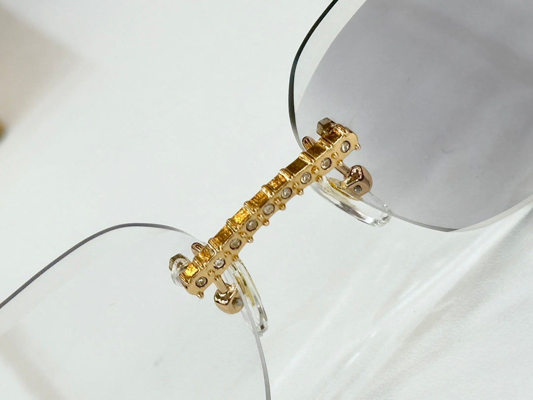 Crystal Studded Rimless Square Frame Sunglasses Ct0603S In Metal Photochromic Lenses