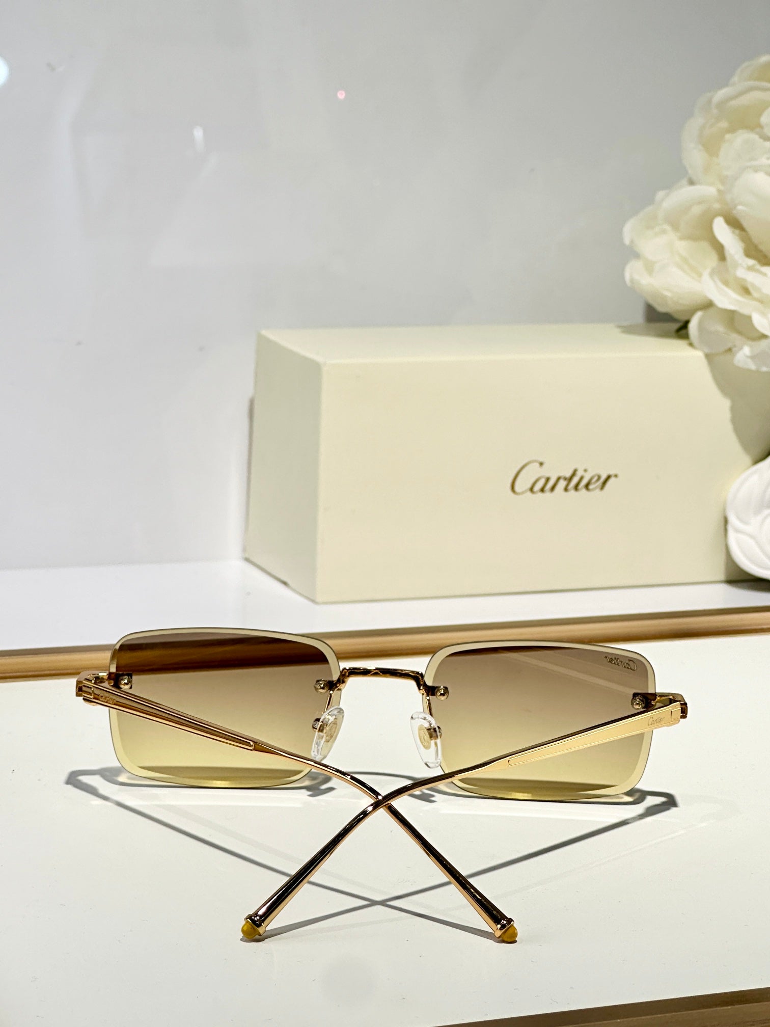 C De Rimless Square Frame Sunglasses Ct0610S In Metal