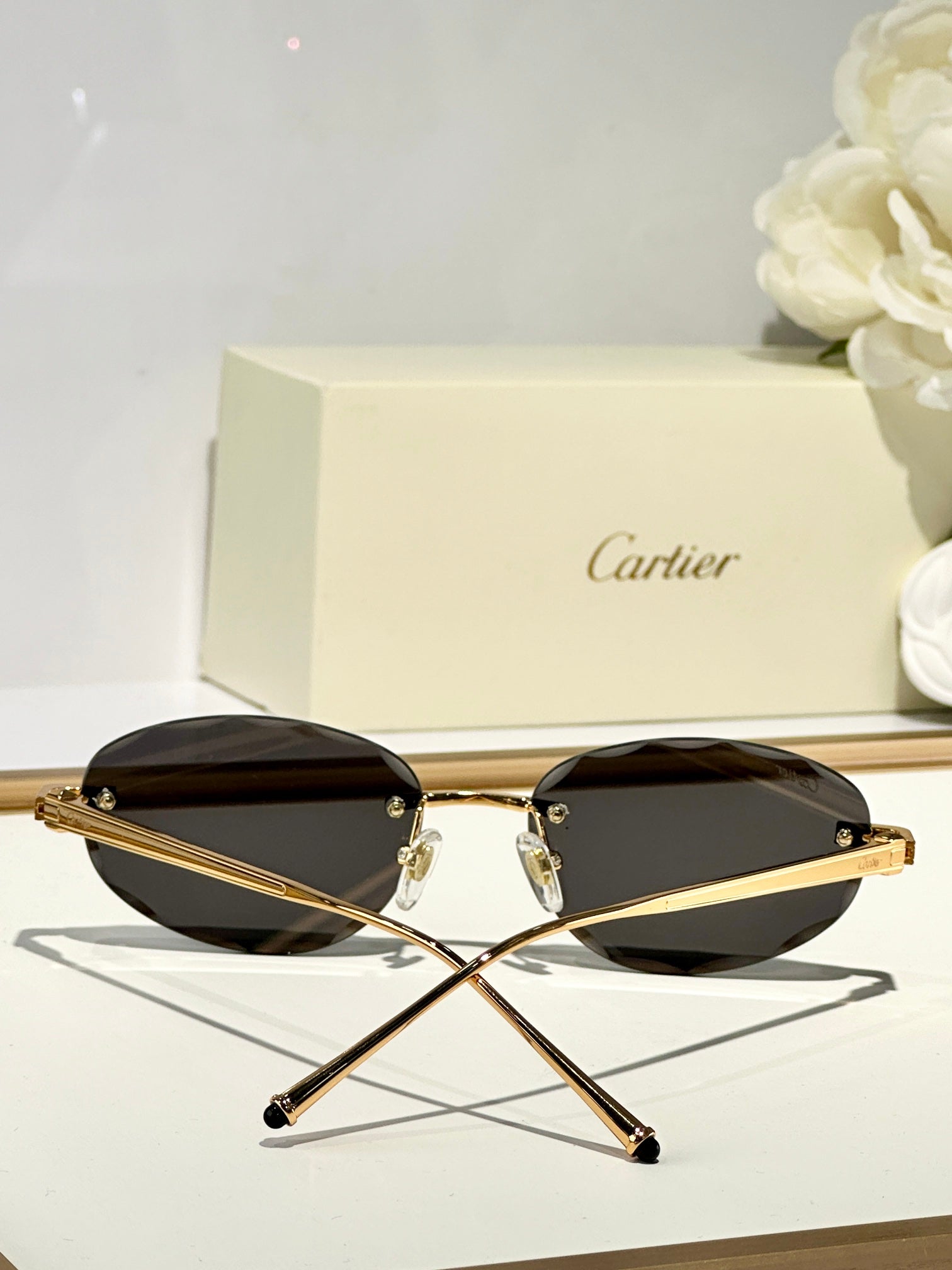 C De Rimless Round Frame Sunglasses Ct0611S In Metal