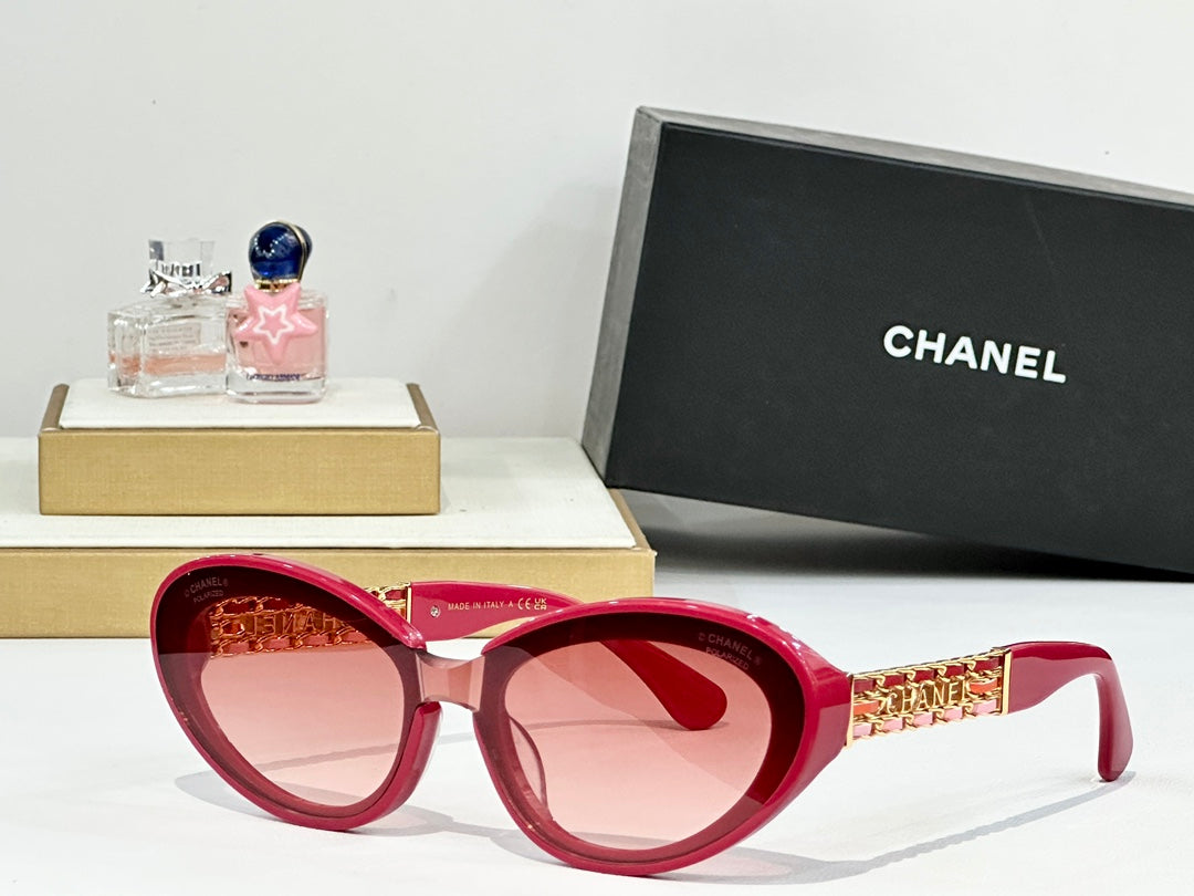 Cat Eye Sunglasses Ch5537Q In Acetate Chain Metal