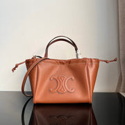 SMALL CABAS DRAWSTRING CUIR TRIOMPHE 22 BROWN CALFSKIN