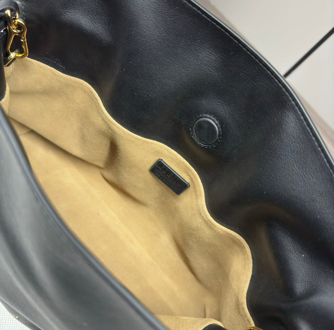 Loew Puzzle Fold Tote Iblack Shiny Calfskin