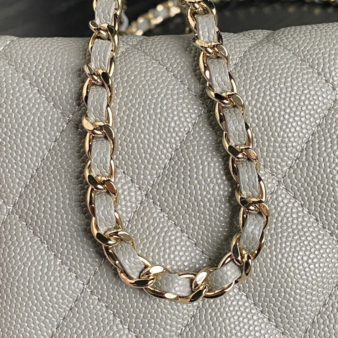 CC Large Tote 39 Light Beige Canvas Pearl Logo