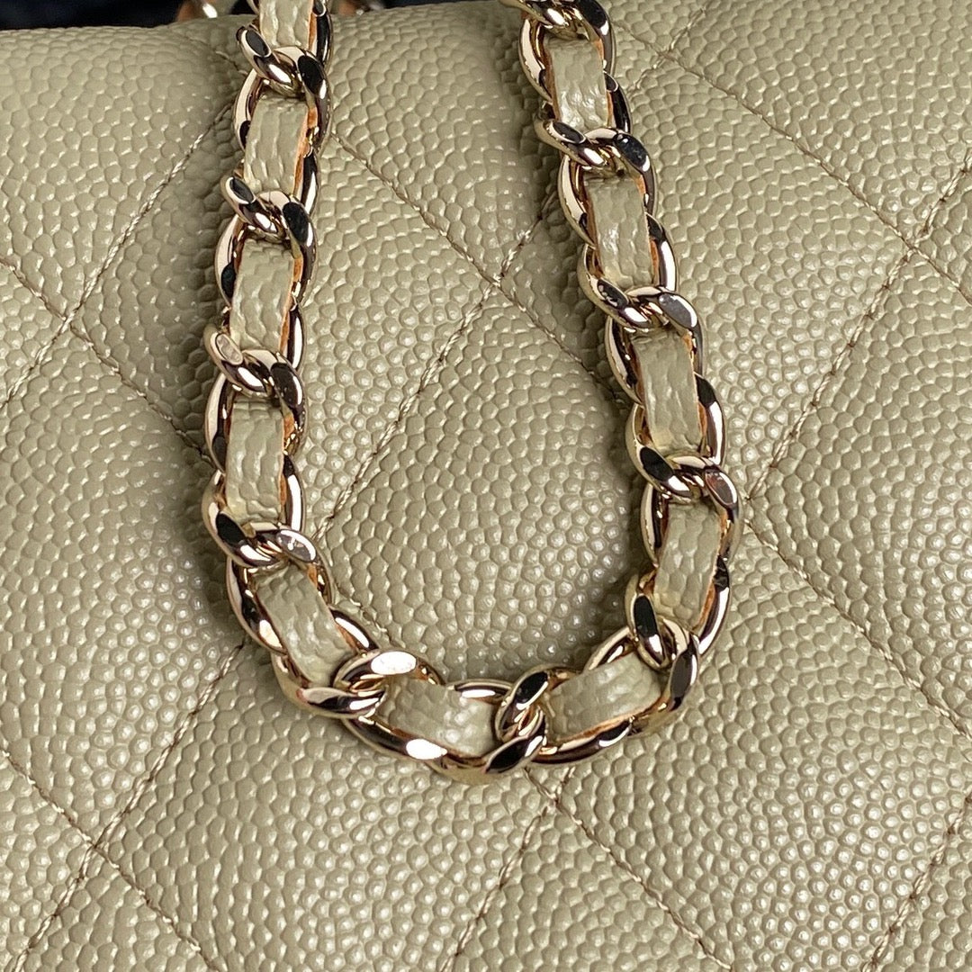 CC Large Tote 39 Light Beige Canvas Pearl Logo