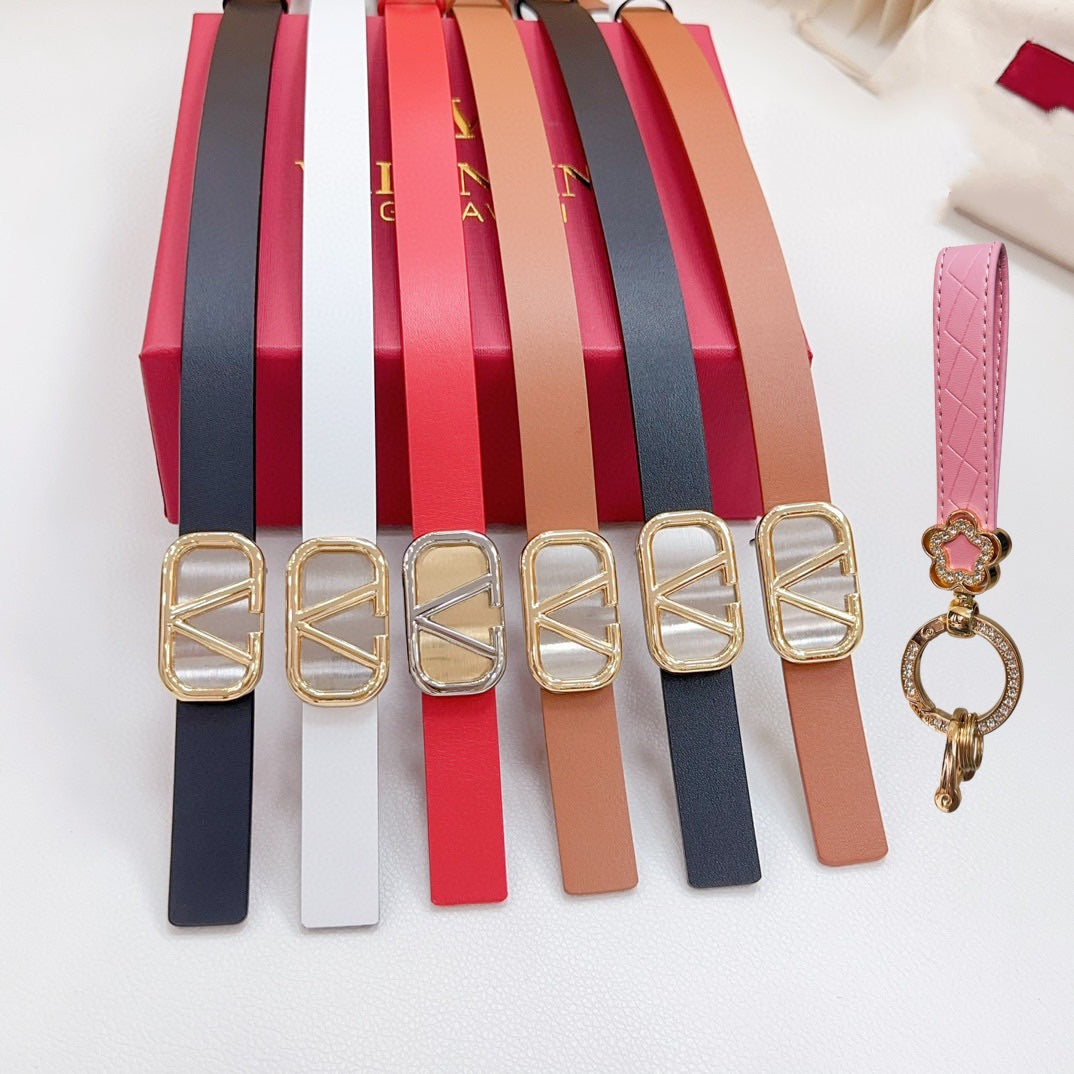 Silver Vlogo and Gold Hardware Buckle White Calfskin 20mm