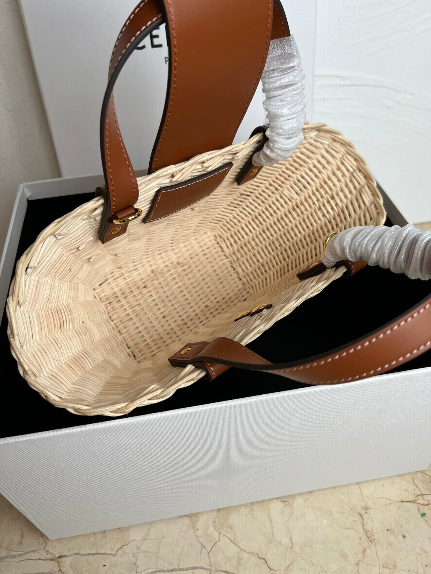 Celine Teen Couffin 32cm Wicker Brown Calfskin