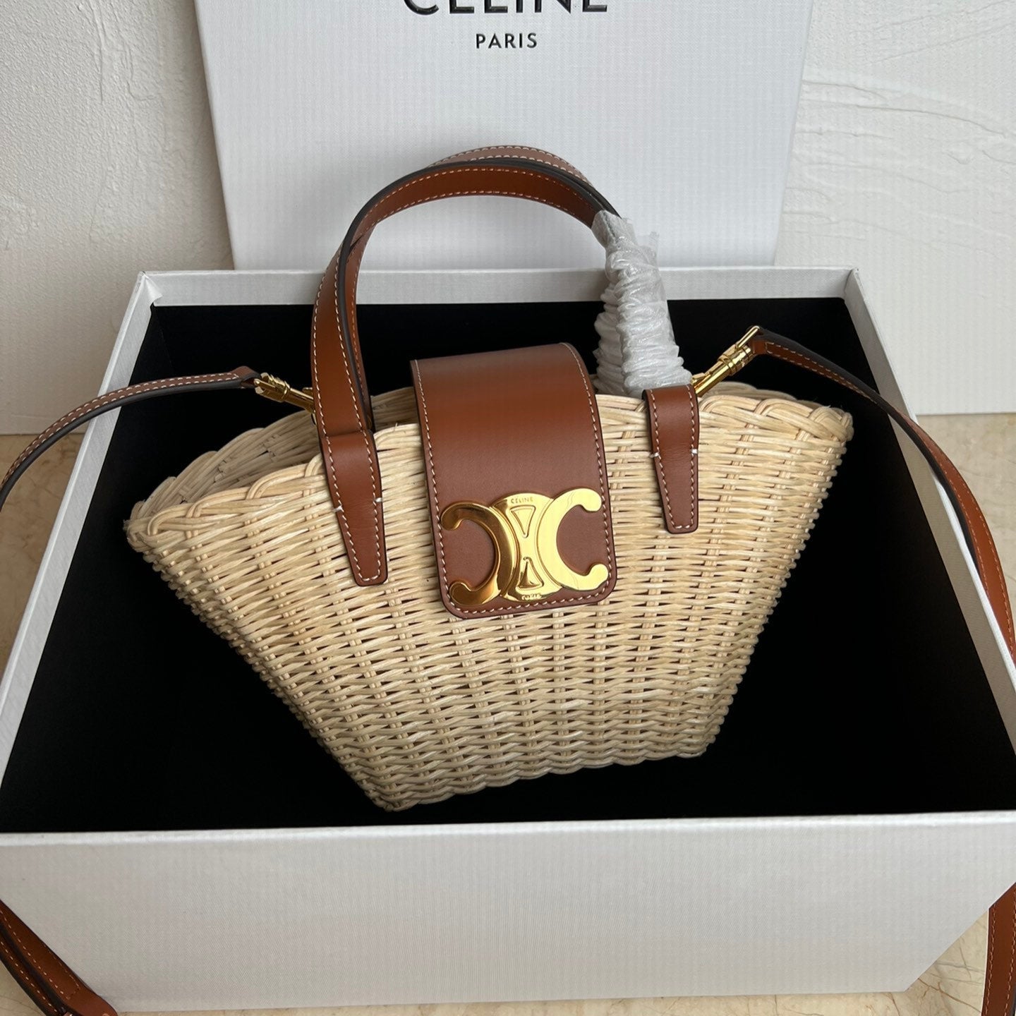 Celine Teen Couffin 32cm Wicker Brown Calfskin