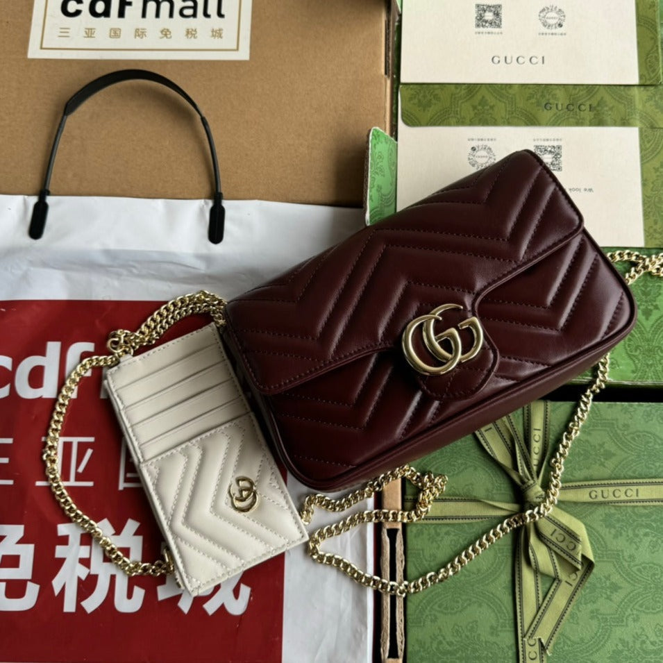 gg marmont 26cm cherry red calfskin gold hardware