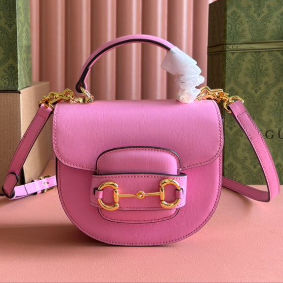 Gucci Horsebit Bag Pink Leather 239806