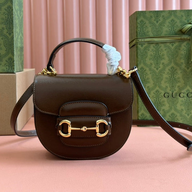 Gucci Horsebit Bag Brown Leather 239817