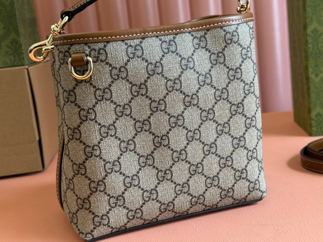 Gucci Ophidia 20.5cm Bag Ebony Brown Canvas 248565